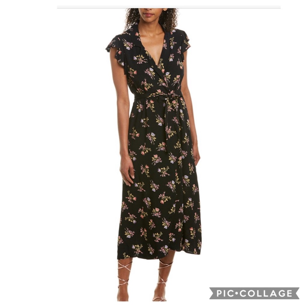 Saltwater Luxe Floral Wrap Dress Flutter Sleeve